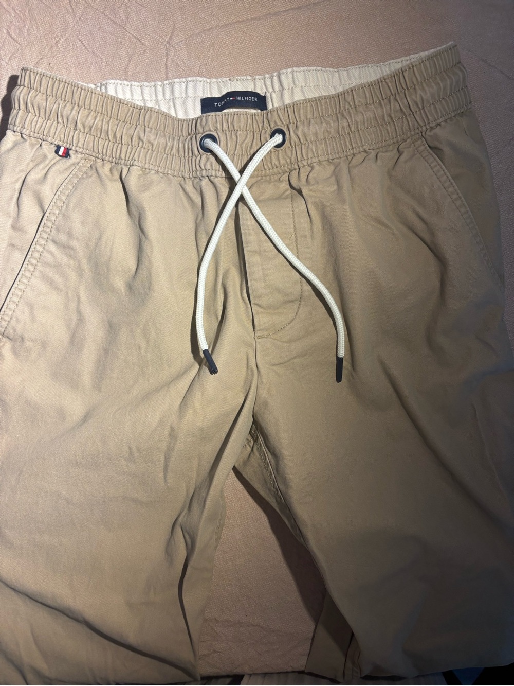 NWOT Tommy Hilfiger Beige Elastic Waist Pants with Drawstring